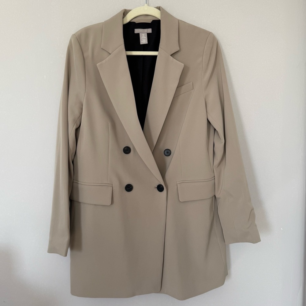 H&M Women's Tan Double-Breasted Oomen Oversized Blazer size S - Picture 5 of 13